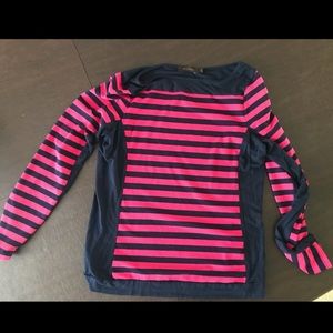 Pink and blue stripe long sleeve top